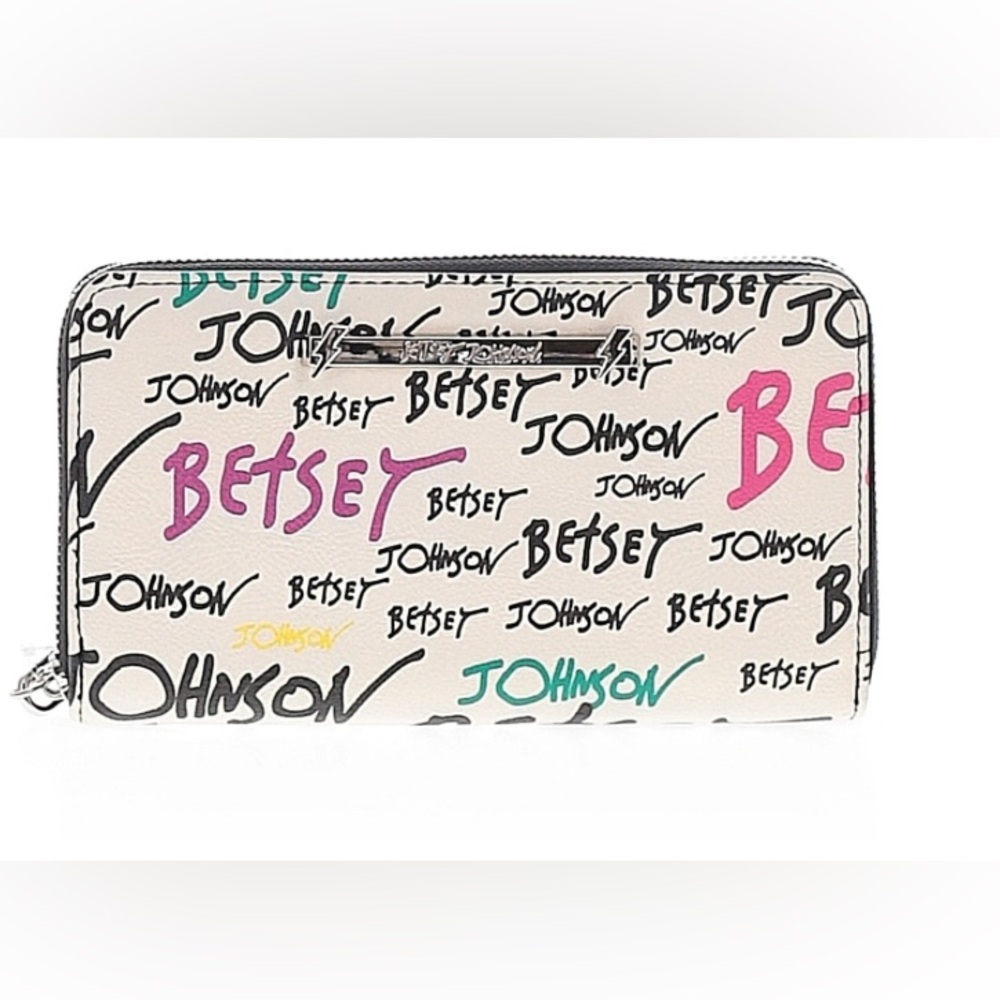 NWT Designer Brand Betsey Johnson Colorful Script Wristlet